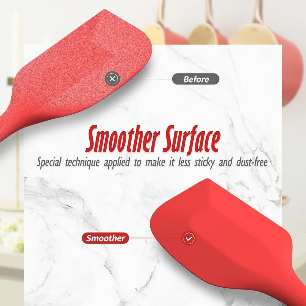 6 Heat Resistant Red Food Scraper Nonstick Cookware Kitchen for Baking